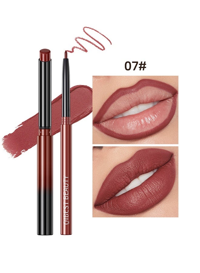 كيو آي بست 1 1 مجموعة شفاه ، مجموعة محدد الشفاه أحمر الشفاه غير لامع غير ملون غير تلطخ طويل الأمد مقاوم للماء عارية اللون محدد الشفاه ماكياج المرحلة - #07 - Image 2