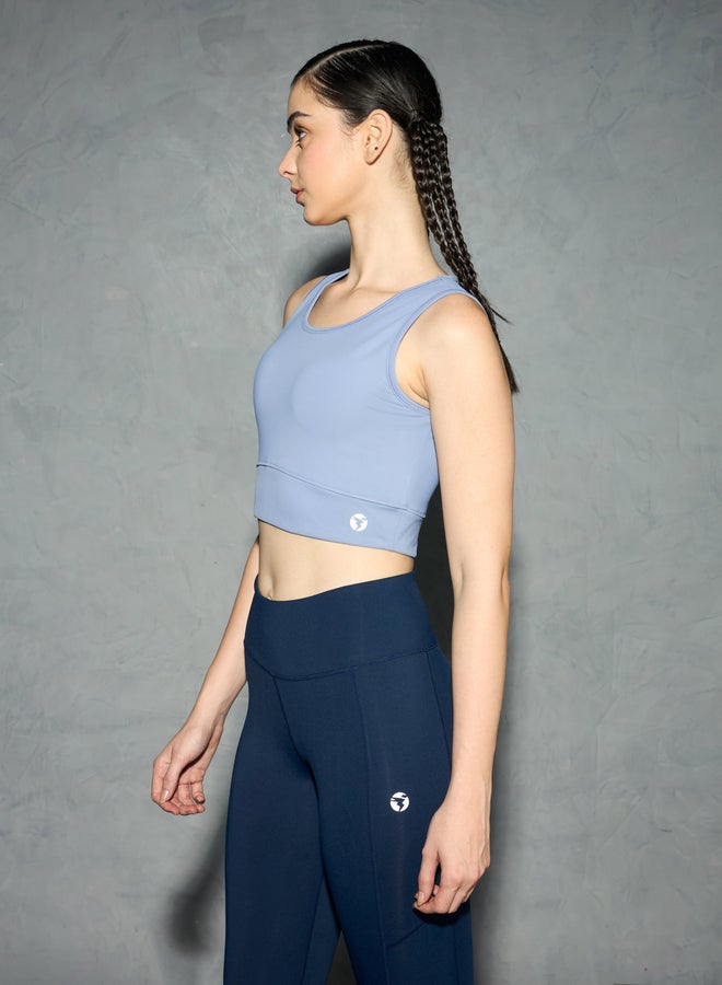 Technosport Solid Padded Sports Bra with Logo Detail - Image 2