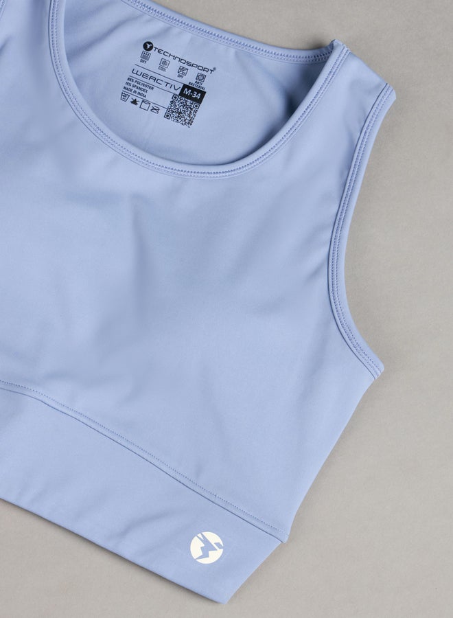 Technosport Solid Padded Sports Bra with Logo Detail - Image 5