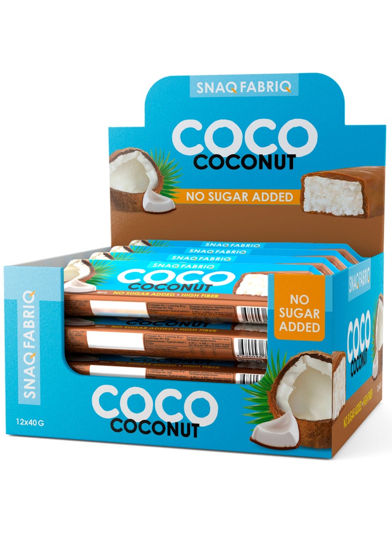 Snaq Fabriq - COCO Bar Coconut, High Fiber and No Sugar Added 12x40g - Image 1