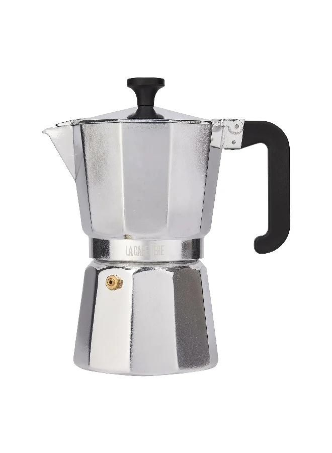 La Cafetiere Venice Leak-Proof Modern Style Aluminium Espresso Maker Silver and Black 290 ml LCVEN6CPSIL