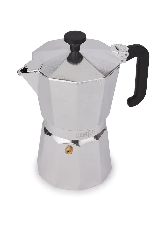 La Cafetiere Venice Leak-Proof Modern Style Aluminium Espresso Maker Silver and Black 290 ml LCVEN6CPSIL