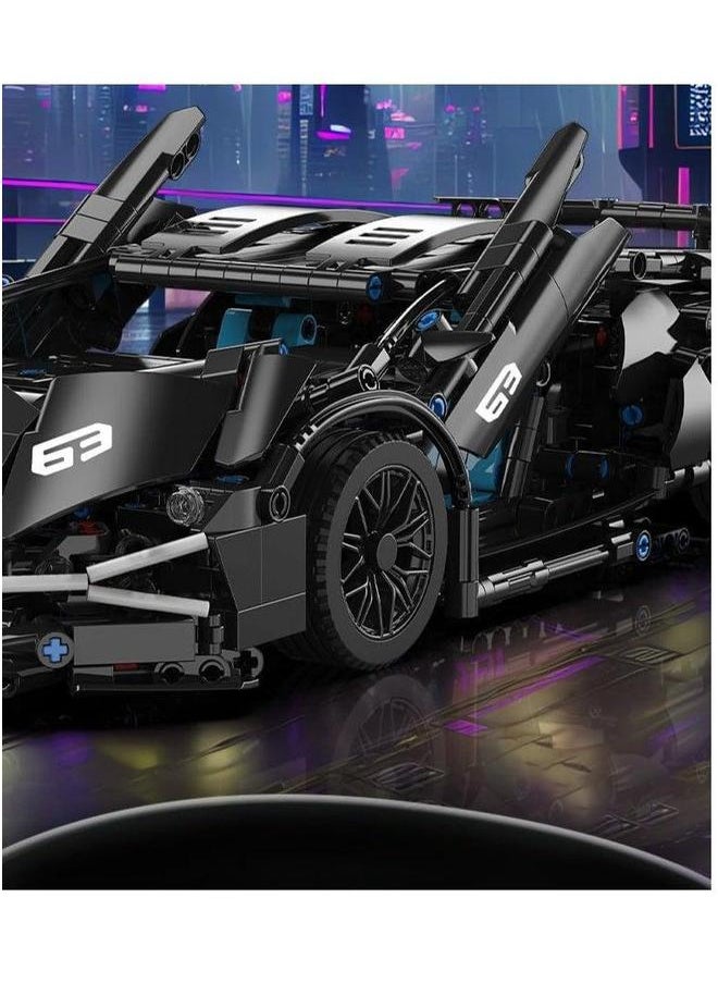 Sports Car Building Blocks Set, 1280 Pieces Racing Construction Model Kit, 1:14 Toy Gift for Kids and Adults (Black)  - Image 5