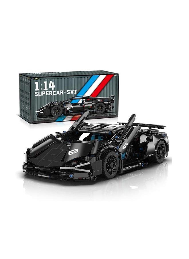 Sports Car Building Blocks Set, 1280 Pieces Racing Construction Model Kit, 1:14 Toy Gift for Kids and Adults (Black)  - Image 1