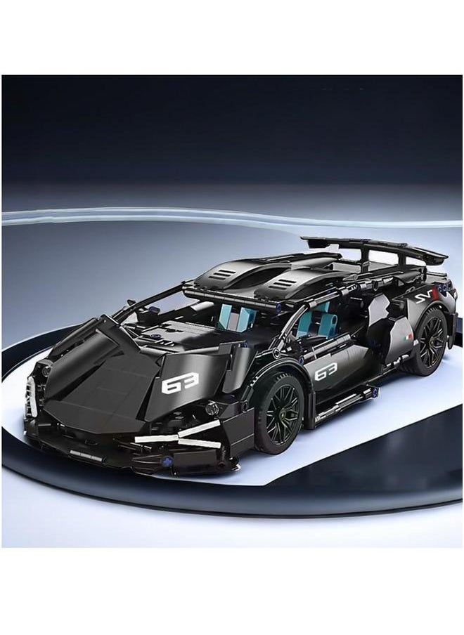 Sports Car Building Blocks Set, 1280 Pieces Racing Construction Model Kit, 1:14 Toy Gift for Kids and Adults (Black)  - Image 2