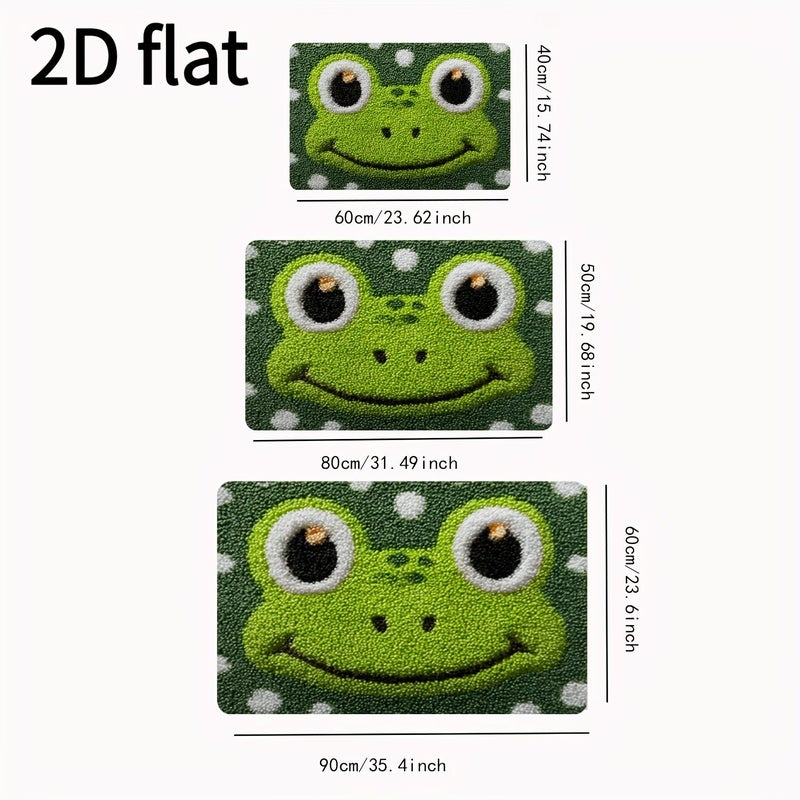 Cute Smiling Frog Entrance Mat 40x60cm Non Slip Backing Soft Washable - Image 4