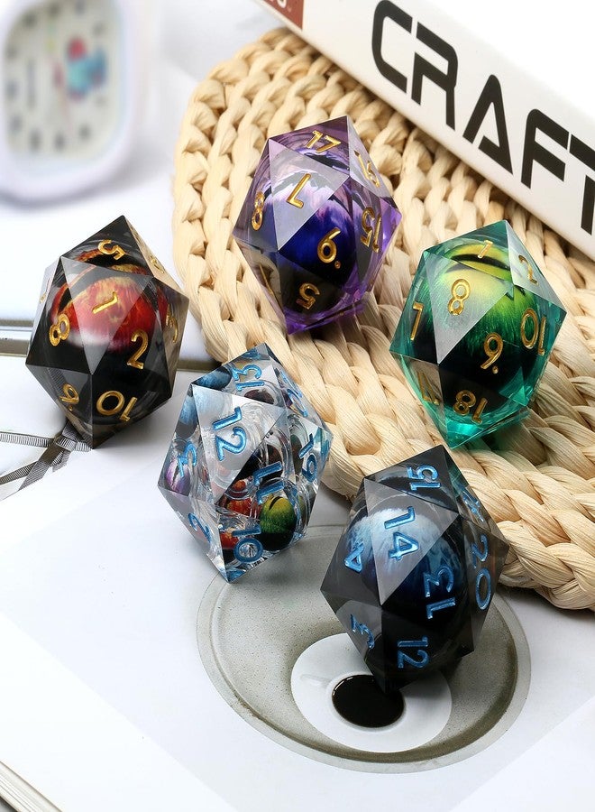 DNDND Spindown Single D20 Dice,DNDND 33mm Liquid Core Dragon Eye 20 Sided Dice Set with Gorgeous Gift Box for Dungeons and Dragons (Red) - Image 2