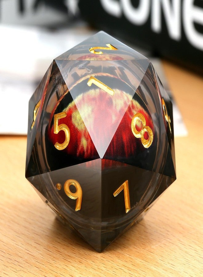 DNDND Spindown Single D20 Dice,DNDND 33mm Liquid Core Dragon Eye 20 Sided Dice Set with Gorgeous Gift Box for Dungeons and Dragons (Red) - Image 1