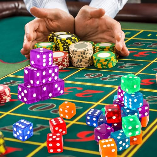 Lemicin 36 Piece 19mm Casino Style Craps Dice Sets Acrylic Translucent D6 Dice Bulk Square Rounded Edge for Casino Craps Table Games and Board Games Party Bar Entertainment - Image 5