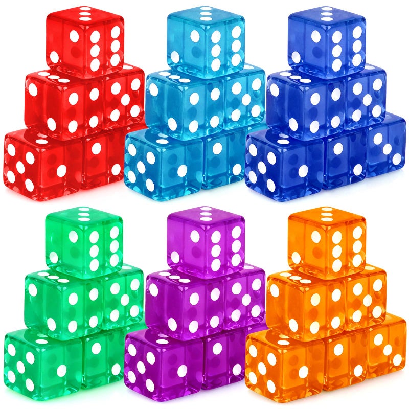 Lemicin 36 Piece 19mm Casino Style Craps Dice Sets Acrylic Translucent D6 Dice Bulk Square Rounded Edge for Casino Craps Table Games and Board Games Party Bar Entertainment - Image 3
