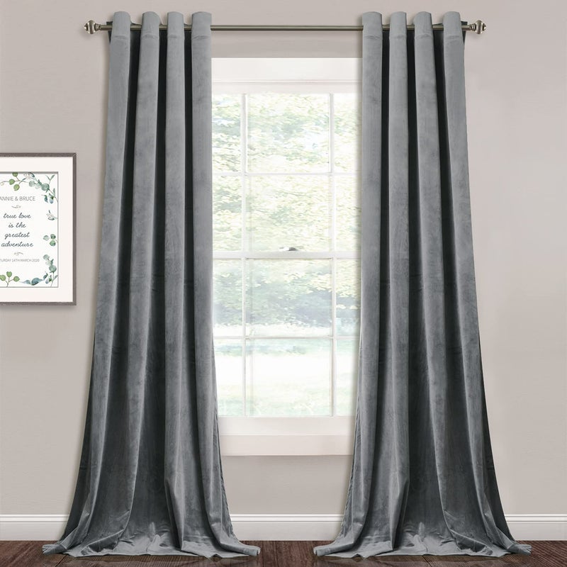 StangH Light Grey Velvet Curtains  Set of 2 Grommet Design Light Blocking Curtain Panels Energy Smart Drapes for Living RoomBedroom Summer Heat  Winter Chill Insulated W52 x L84 2 Panels