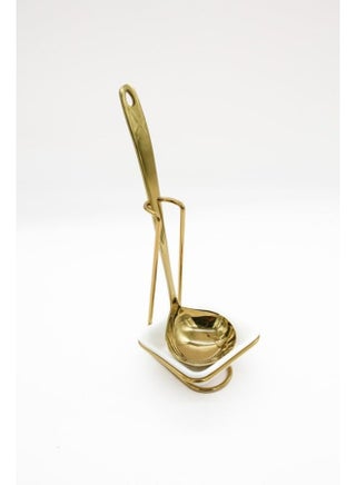 Stainless Steel Spoon and Ceramic Holder 37x32x11cm, Gold/White