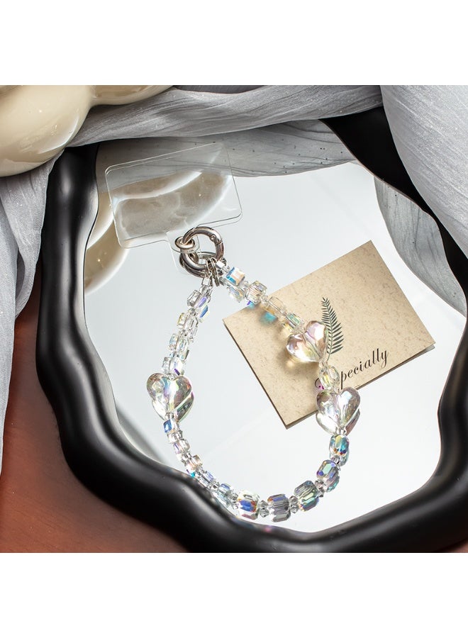 NIBEMINENT Phone Charm/ Chain Strap for Women Girls, Love Pearl Cell Phone Case Lanyard Wrist Strap