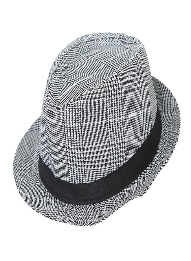 FabSeasons Polyester Unisex Checkered Fedora Hat with Black Decorative Ribbon | Size 58 cm - Image 4