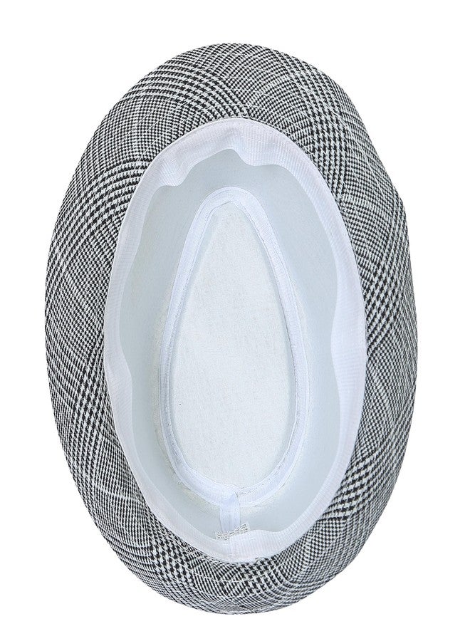 FabSeasons Polyester Unisex Checkered Fedora Hat with Black Decorative Ribbon | Size 58 cm - Image 5