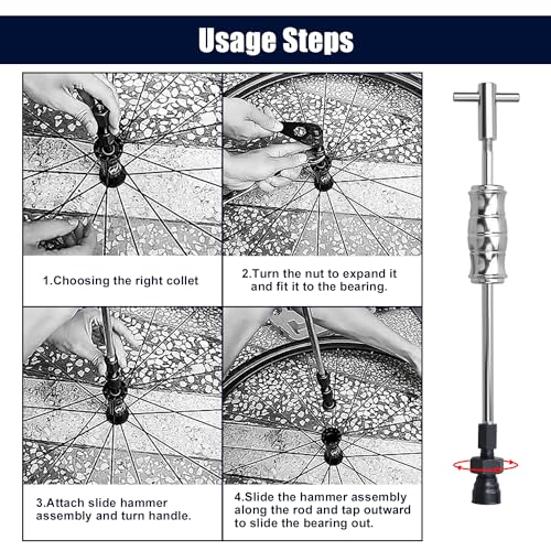 LainKeen 12pcs Blind Hole Collet Bearing Puller Set, Internal Bearing Extractor Puller Kit Slide Hammer Bearing Puller Set with Expandable Collets 8-32MM Insert Bearing Remover Set Tool - Image 4