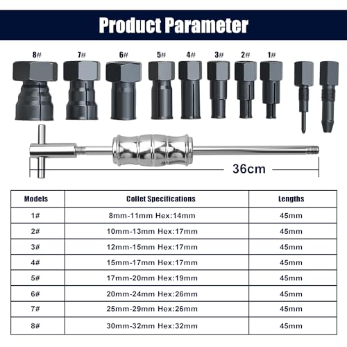 LainKeen 12pcs Blind Hole Collet Bearing Puller Set, Internal Bearing Extractor Puller Kit Slide Hammer Bearing Puller Set with Expandable Collets 8-32MM Insert Bearing Remover Set Tool - Image 3