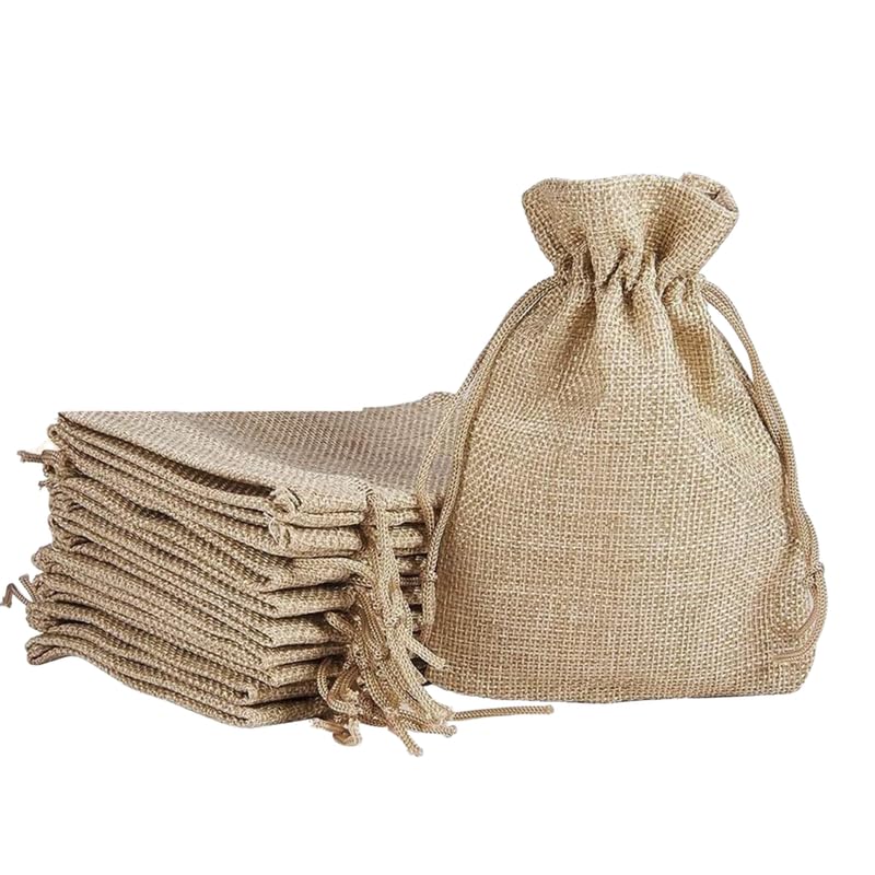 VELEXE Jute Linen Pouches | 24x20CM | Pack of 100 | Eco-Friendly, Reusable Burlap Gift Bags with Drawstring | Natural, Durable, Sustainable Storage - Image 3