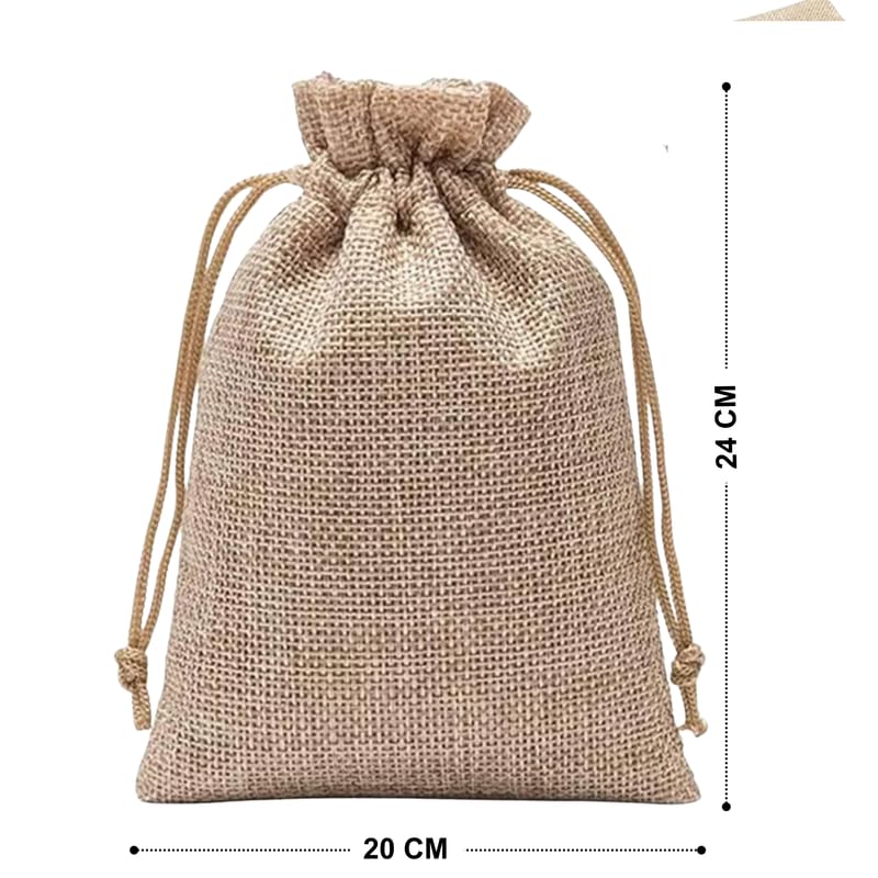 VELEXE Jute Linen Pouches | 24x20CM | Pack of 100 | Eco-Friendly, Reusable Burlap Gift Bags with Drawstring | Natural, Durable, Sustainable Storage - Image 2