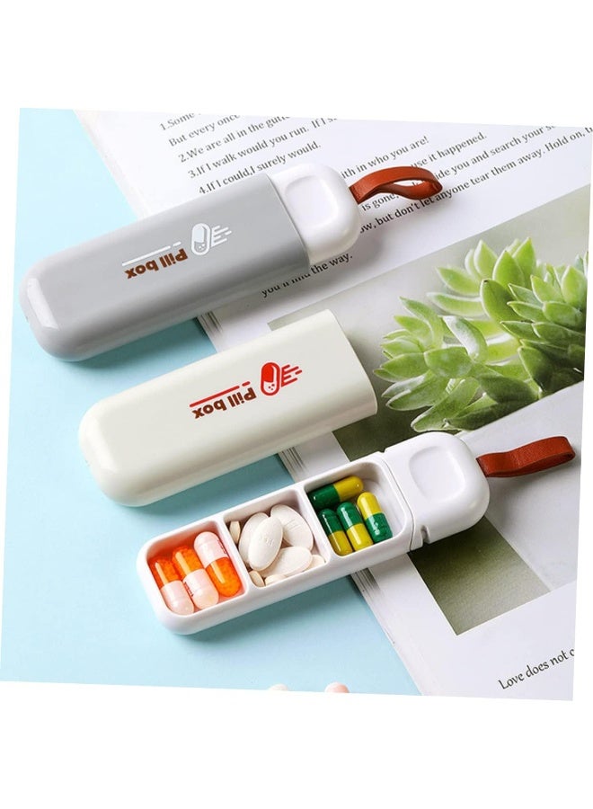 2-Pack Portable Pill Box, Pull-Out Design Leather Pull Cord, Household Portable Small Pill Box One Day Sub-Package Pill Box Elderly Carry With Sub-Pill Box Mini Pill Sub-Package Box, Beige & Grey - Image 4