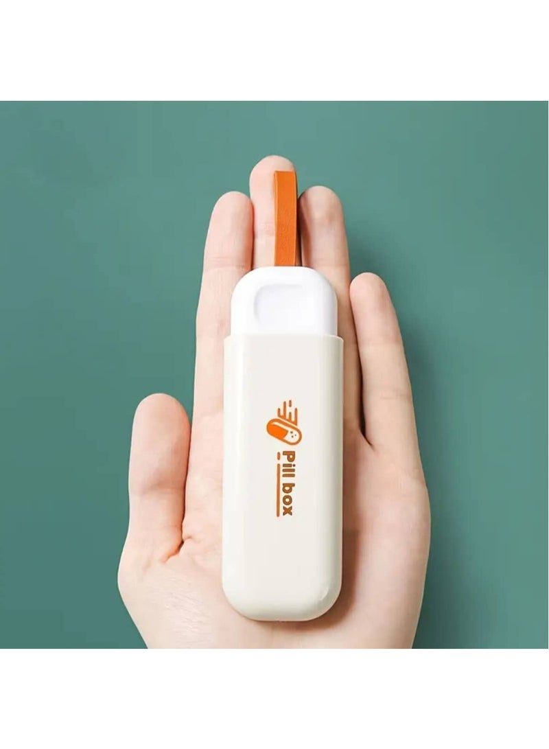 2-Pack Portable Pill Box, Pull-Out Design Leather Pull Cord, Household Portable Small Pill Box One Day Sub-Package Pill Box Elderly Carry With Sub-Pill Box Mini Pill Sub-Package Box, Beige & Grey - Image 3