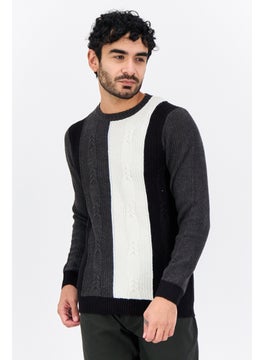 Sorbino Men Crew Neck Colorblock Sweater, Black  - Image 1