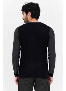 Sorbino Men Crew Neck Colorblock Sweater, Black  - Image 3