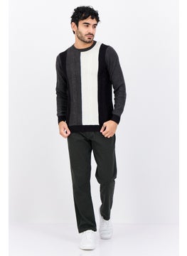 Sorbino Men Crew Neck Colorblock Sweater, Black  - Image 4