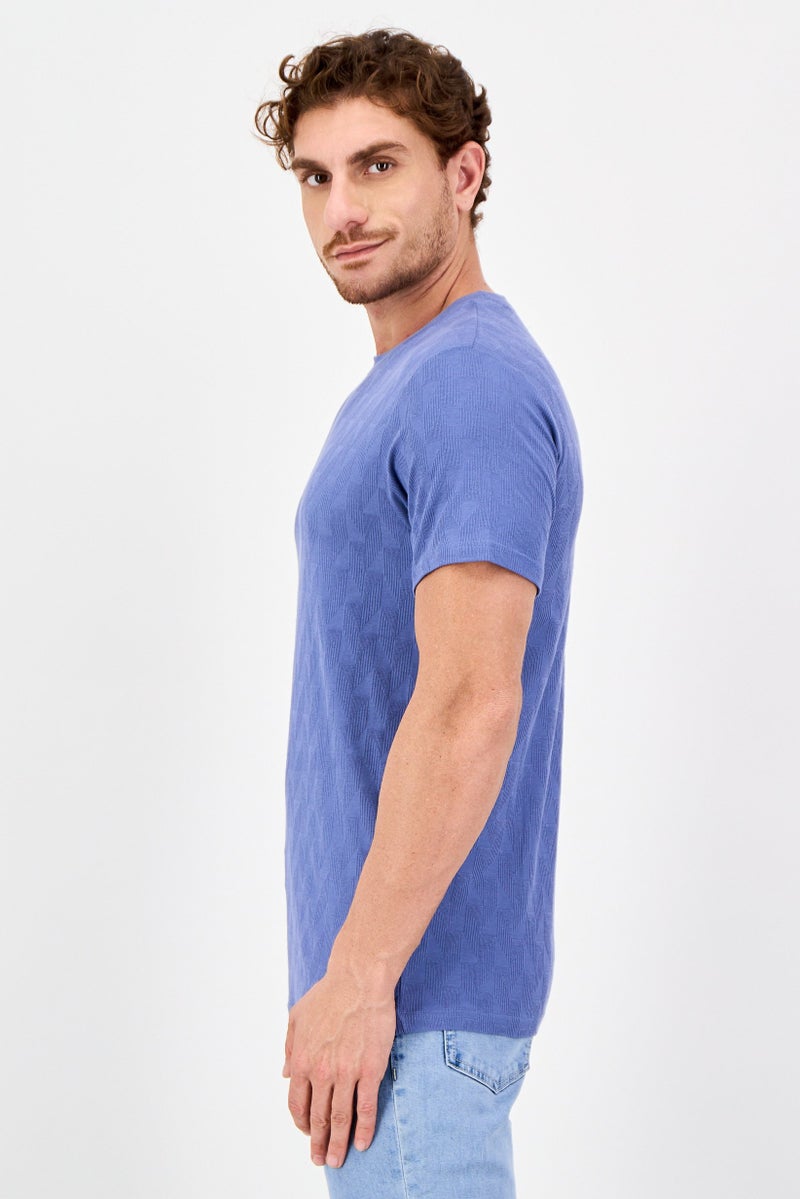 Threadbare Men Crew Neck Short Sleeve Textured T-shirt, Sage Blue - Image 3