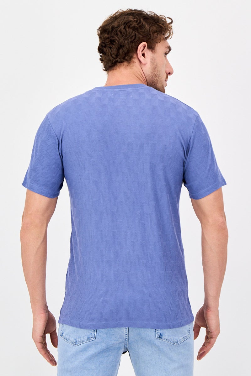 Threadbare Men Crew Neck Short Sleeve Textured T-shirt, Sage Blue - Image 2