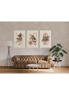 home gallery Set of three hand drawn flat design boho Printed Canvas wall art