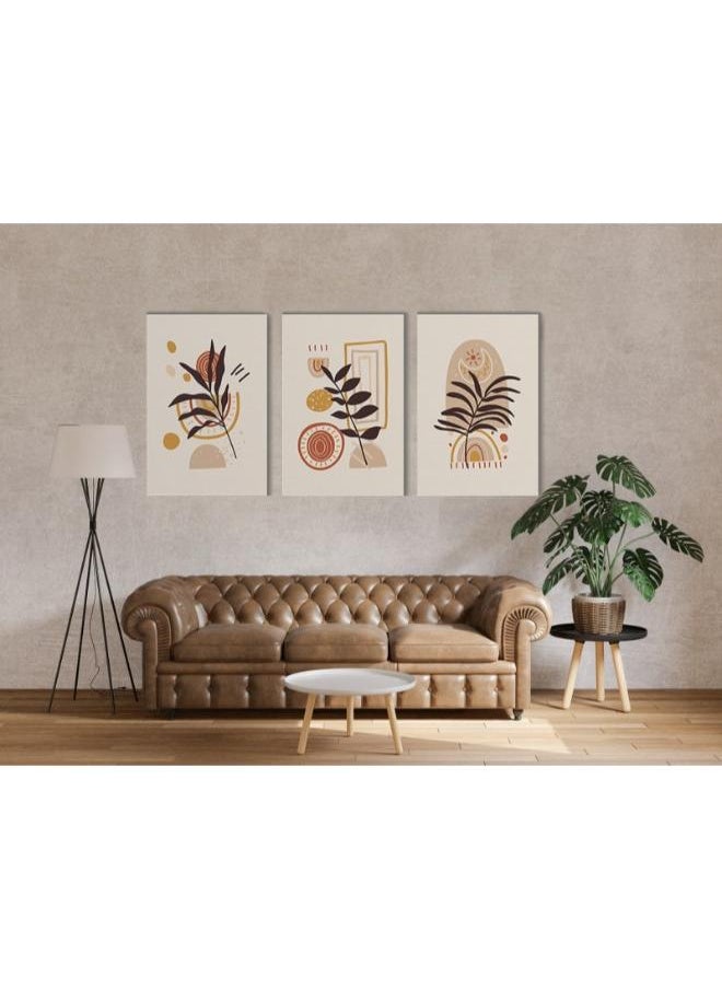 Home Gallery - home gallery Set of three hand drawn flat design boho Printed Canvas wall art - Image 1