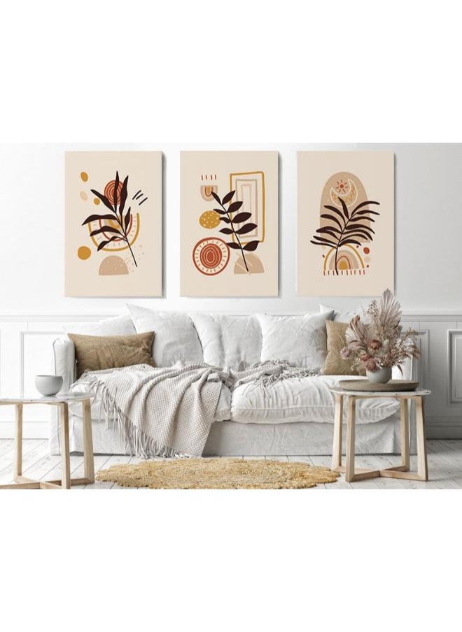 Home Gallery - home gallery Set of three hand drawn flat design boho Printed Canvas wall art - Image 1