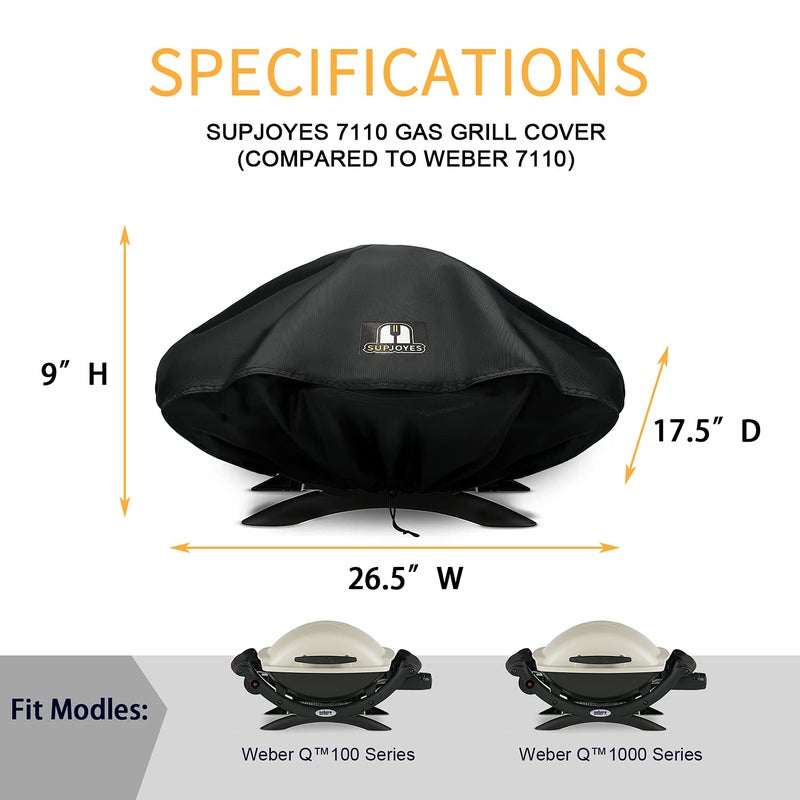 SUPJOYES Grill Cover for Weber Q Series Grills, Portable BBQ Cover for Weber Q1200, Q1000 and Q100 Series - Image 2