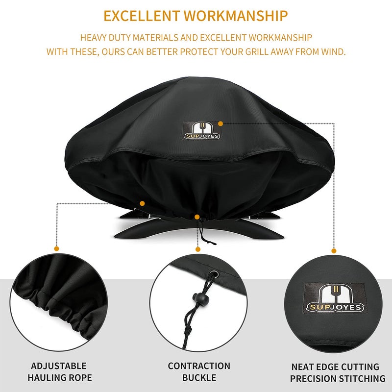 SUPJOYES Grill Cover for Weber Q Series Grills, Portable BBQ Cover for Weber Q1200, Q1000 and Q100 Series - Image 5