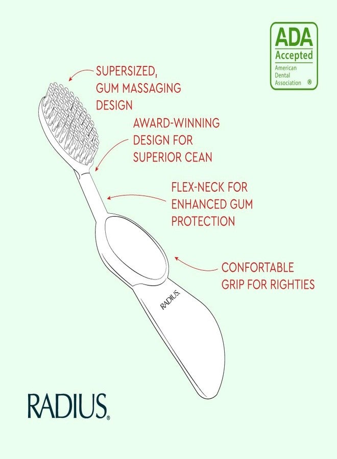 RADIUS Flex Brush with Soft Bristles Toothbrush BPA Free & ADA Accepted Designed to Improve Gum Health & Reduce Issues - Right Hand - Black/Purple - Pack of 1 - Image 2