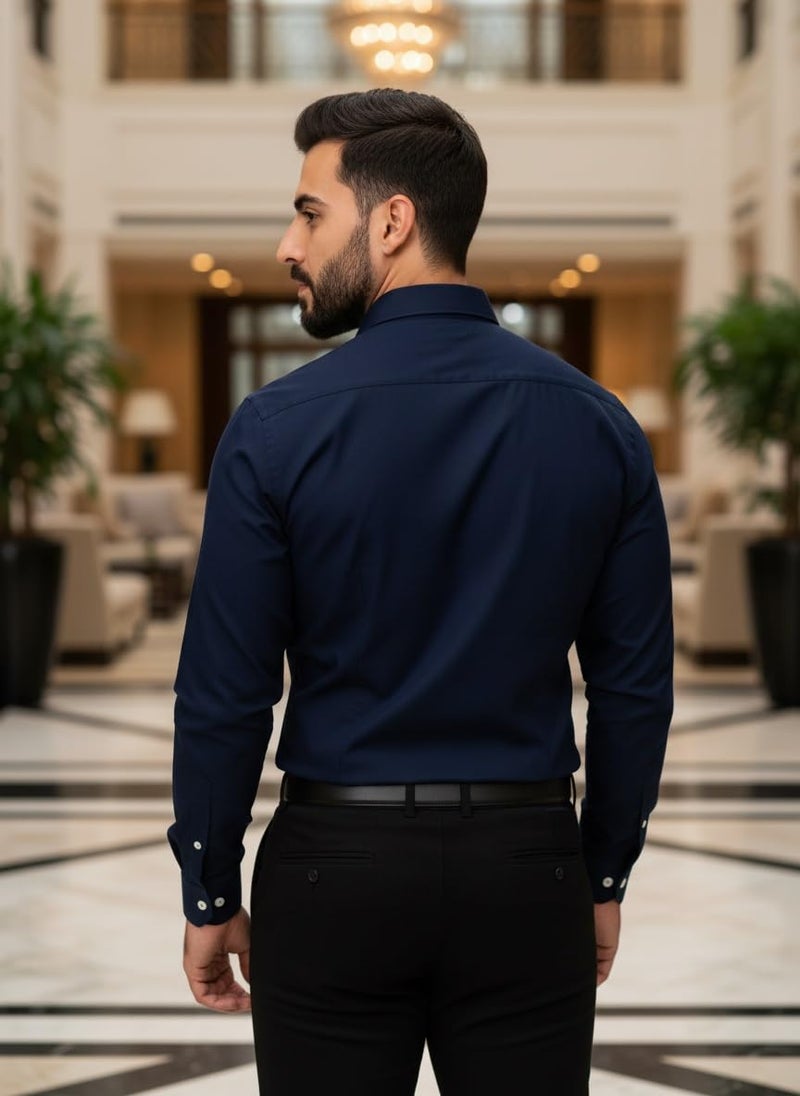Bellstone Men's Solid Lustre Cotton Regular Fit Full Sleeve Collared Neck Casual Shirt for Men Stylish Latest | Lightweight Breathable Fabric |Stylish Solid Shirt for Office & Everyday Wear - Image 2