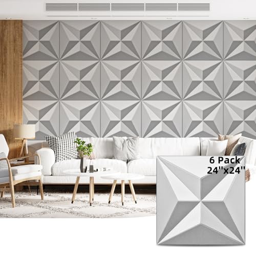 Art3dwallpanels 24" X 24" Acoustic Panels 6 Pack Soundproof Wall Panels Sound Dampening, 3D Wall Decor Absorbing Panels, White and Gray - Image 1