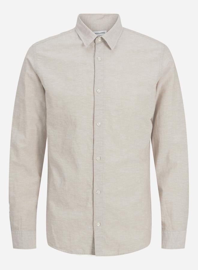 برودكت قميص رجالي بأزرار وأكمام طويلة بلون أوف وايت