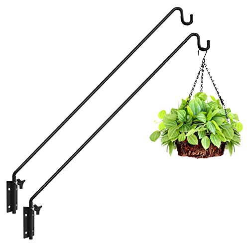 ERYTLLY 2 Packs Heavy Duty Deck Hook Wall Mounted, Extensible and Adjustable Deck Hook for Hanging Bird Feeder, Plants, Suet Baskets,Wind Chimes,Lanterns and More - Image 1