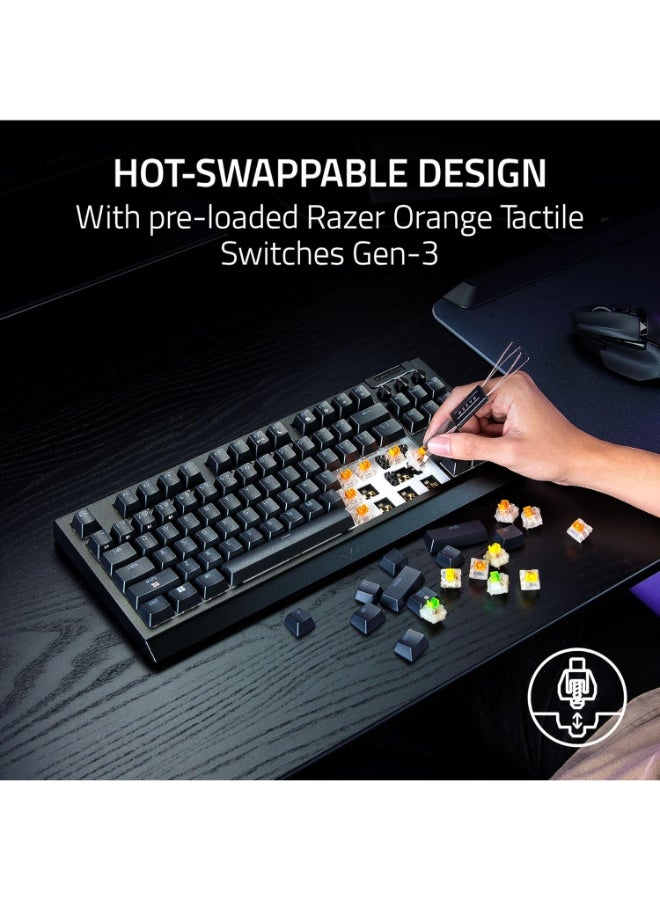 Razer BlackWidow V4 Tenkeyless HyperSpeed Wireless Mechanical Gaming Keyboard, TKL, Hot-Swappable Switches, Orange Mechanical Switch, Per-Key RGB Chroma Lighting, 2.4GHz HyperSpeed + Bluetooth, USB-C, Compact Gaming Keyboard | RZ03-05480100-R3M1 - Image 3