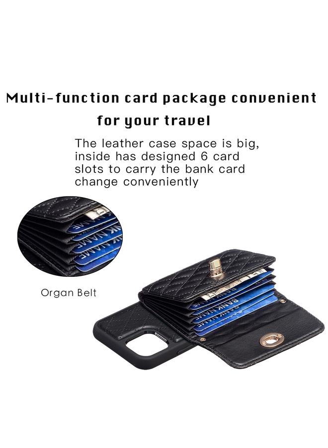 Zaboon Case For iPhone 11 Pro Horizontal Metal Buckle Wallet Rhombic Leather Phone Case - Image 4