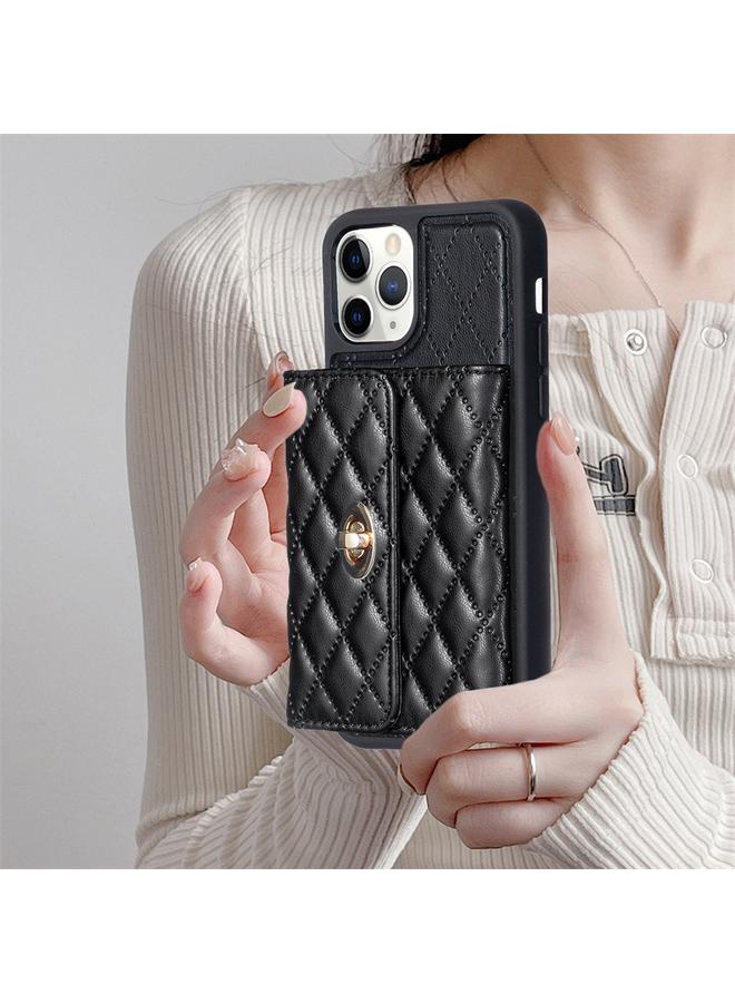 Zaboon Case For iPhone 11 Pro Horizontal Metal Buckle Wallet Rhombic Leather Phone Case - Image 2
