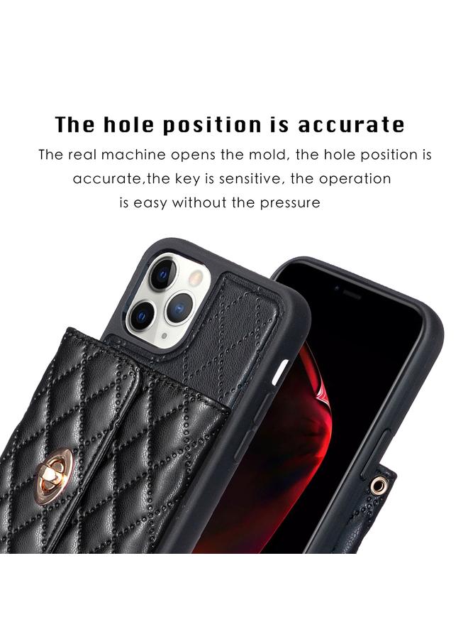 Zaboon Case For iPhone 11 Pro Horizontal Metal Buckle Wallet Rhombic Leather Phone Case - Image 3