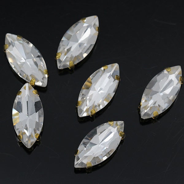 Wholesale horse eye crystal glass claw drill multi-specification hand-stitched claw drill DIY clothing wedding dress bag shoes accessories White 