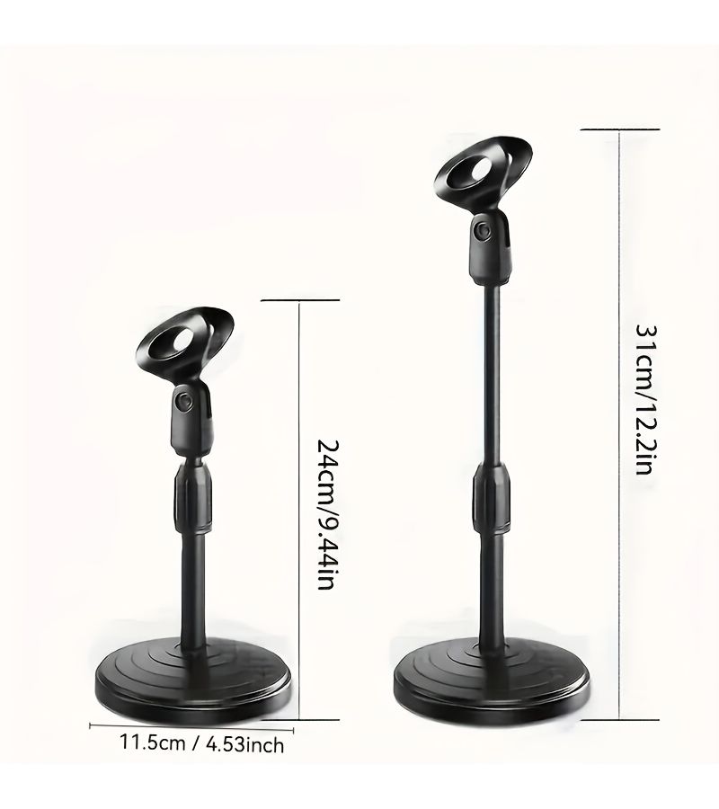 Black Adjustable Desktop Microphone Stand Heavy Base for Recording Podcasting Live Streaming - Image 2