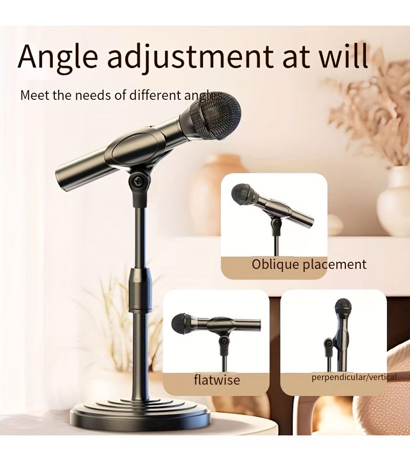 Black Adjustable Desktop Microphone Stand Heavy Base for Recording Podcasting Live Streaming - Image 3