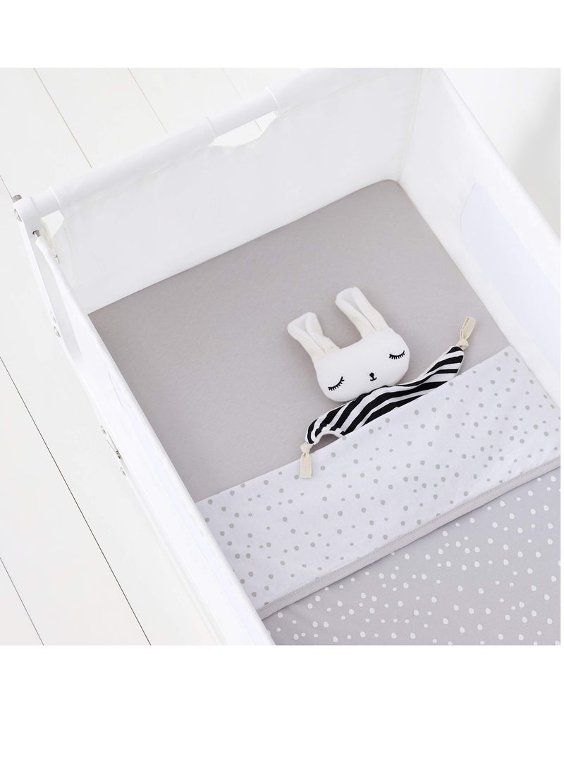 Snuz 3 Piece Crib Bedding Set 100% Jersey Cotton Grey and White Blanket and Crib Sheets Grey Spot - Image 3