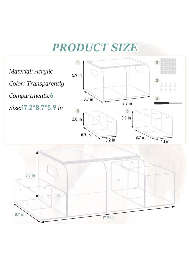 Jumyee Acrylic Diaper Caddy, Changing Diaper Table Organizer, Tabletop Detachable Clear Diaper Storage Organizer for Diapers, Wipes, and More Baby Stuff