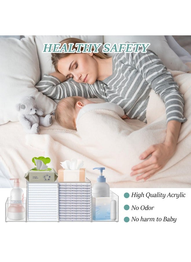 Jumyee Acrylic Diaper Caddy, Changing Diaper Table Organizer, Tabletop Detachable Clear Diaper Storage Organizer for Diapers, Wipes, and More Baby Stuff